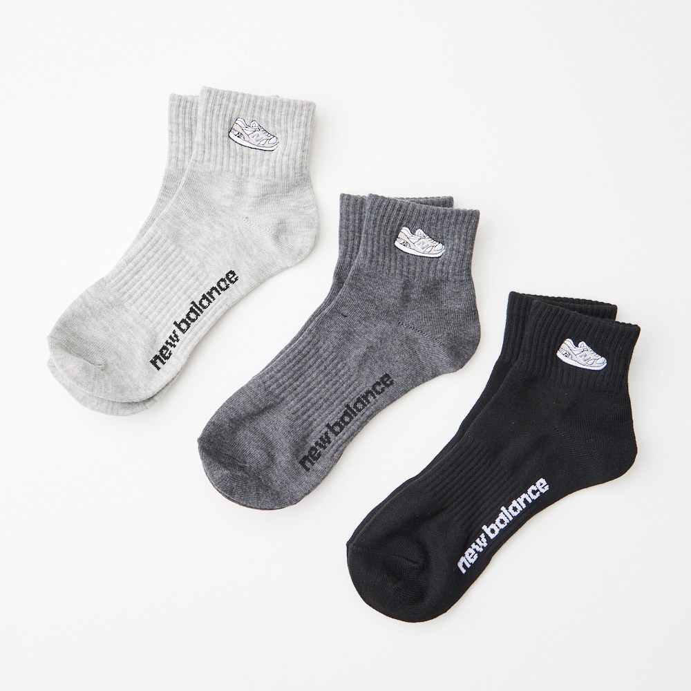 new balance(ニューバランス) 靴刺繍ショート丈ソックス3足組 メンズ(セットカラー-26-28CM)