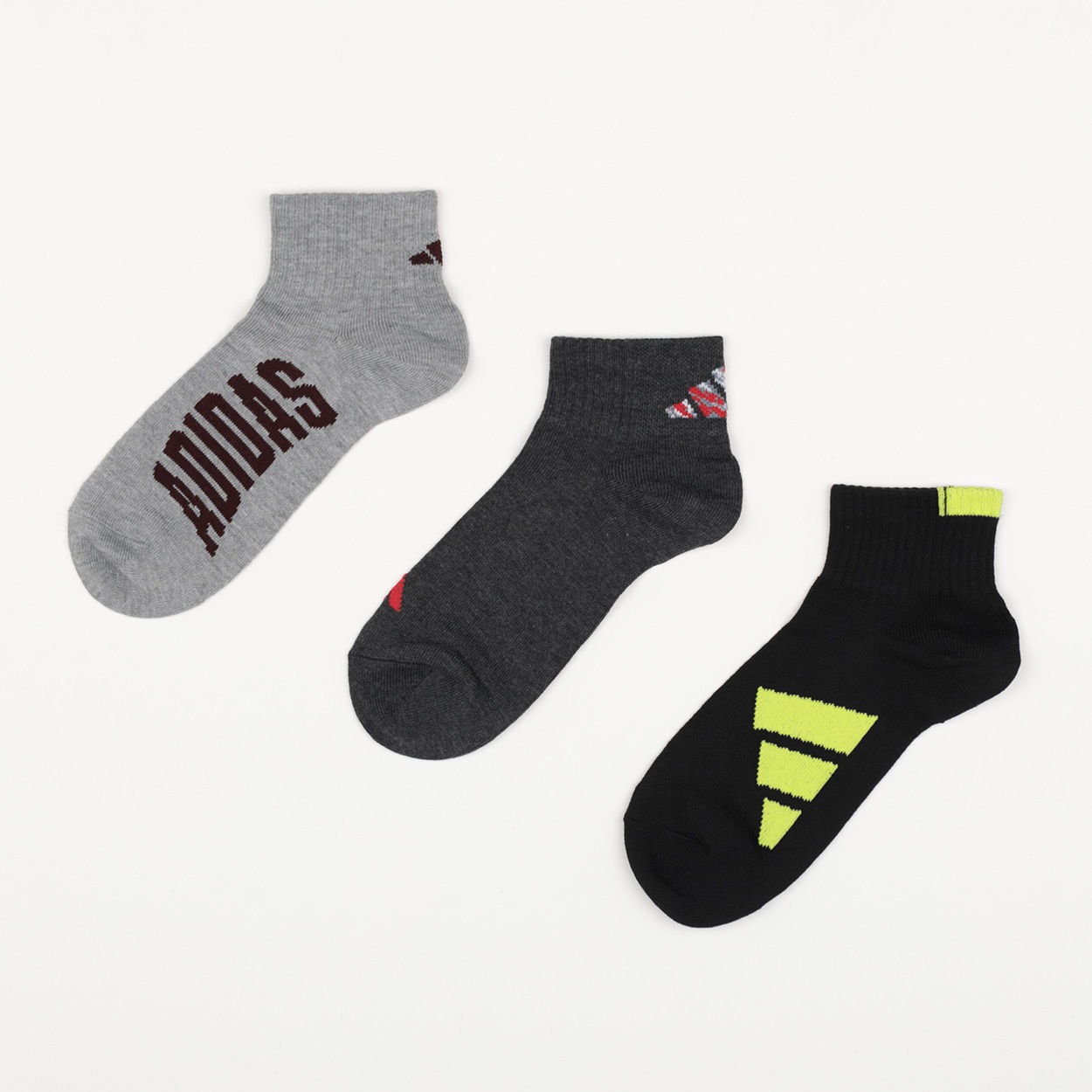 adidas(アディダス) 消臭加工異柄ショート丈ソックス3足組 メンズ(セットアソート-24-26CM)