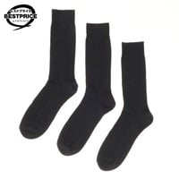 リブ無地クルー丈ソックス 3足組 メンズ トップバリュ ベストプライス(TOPVALU BESTPRICE)(クロ-25-27CM)