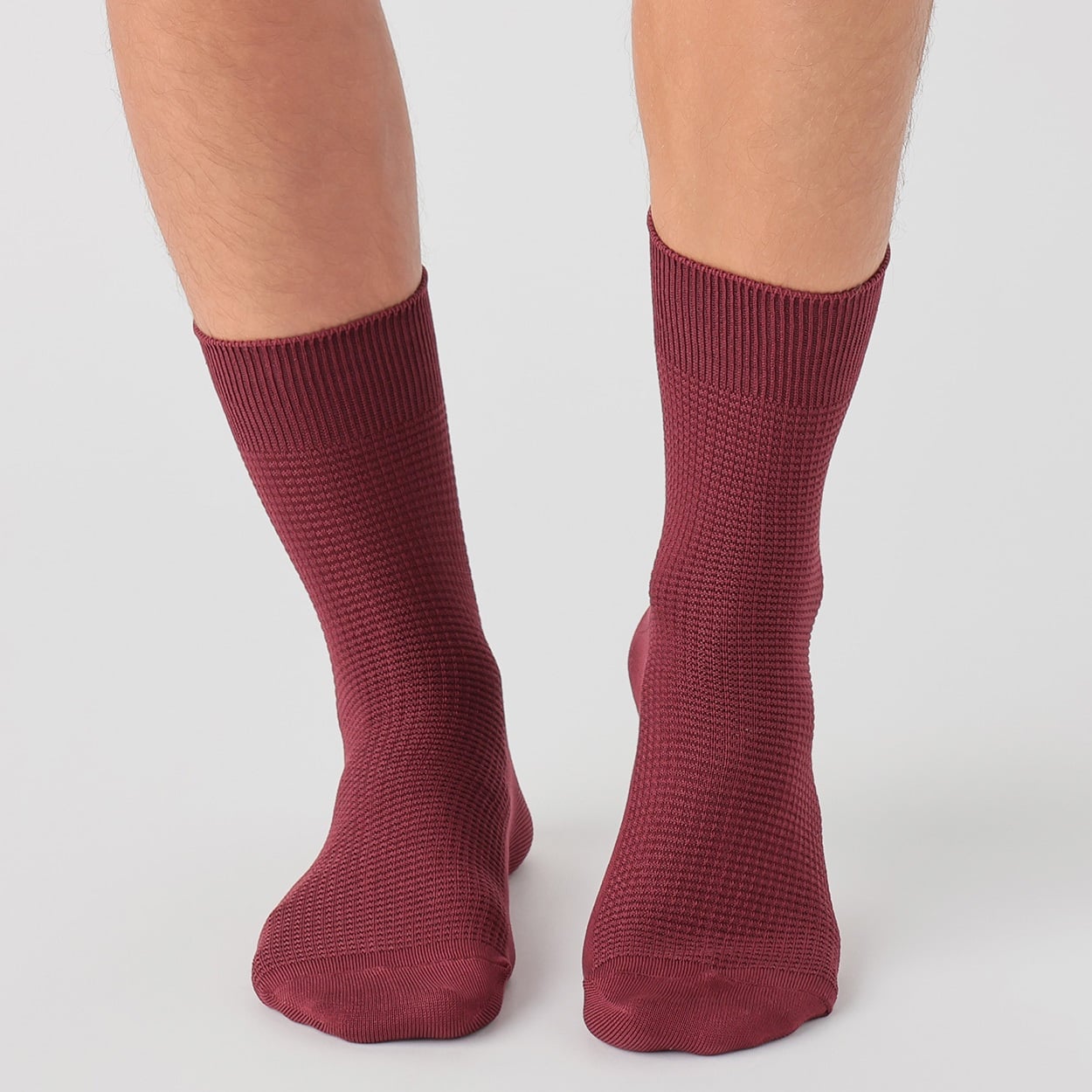 SAVING THE PLANET by KATHARINE HAMNETT ハーフ丈ワッフル編みソックス メンズ(コイアカ-25-27CM)