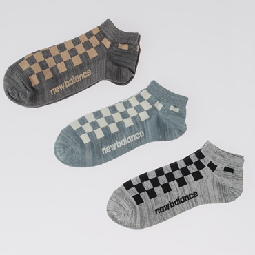 new balance(ニューバランス) ブロック柄 スニーカー丈ソックス 3足組 メンズ