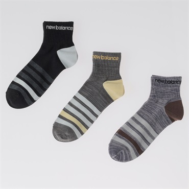 new balance(ニューバランス) 甲ライン ショート丈ソックス 3足組 メンズ(セットアソートB-24-26CM)