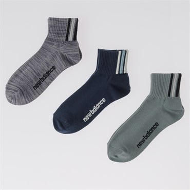new balance(ニューバランス) 足首ストライプ ショート丈ソックス 3足組 メンズ