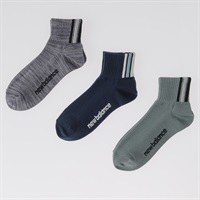 new balance(ニューバランス) 足首ストライプ ショート丈ソックス 3足組 メンズ(セットアソートA-24-26CM)