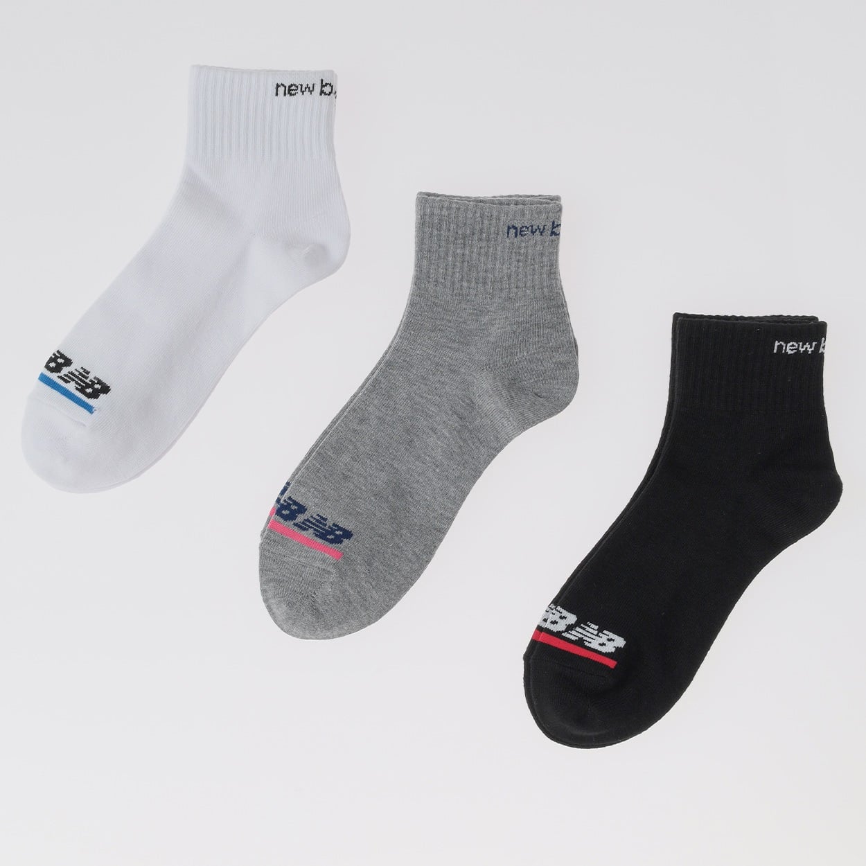 new balance(ニューバランス) つま先ロゴ ショート丈ソックス 3足組 メンズ(セットアソートA-24-26CM)