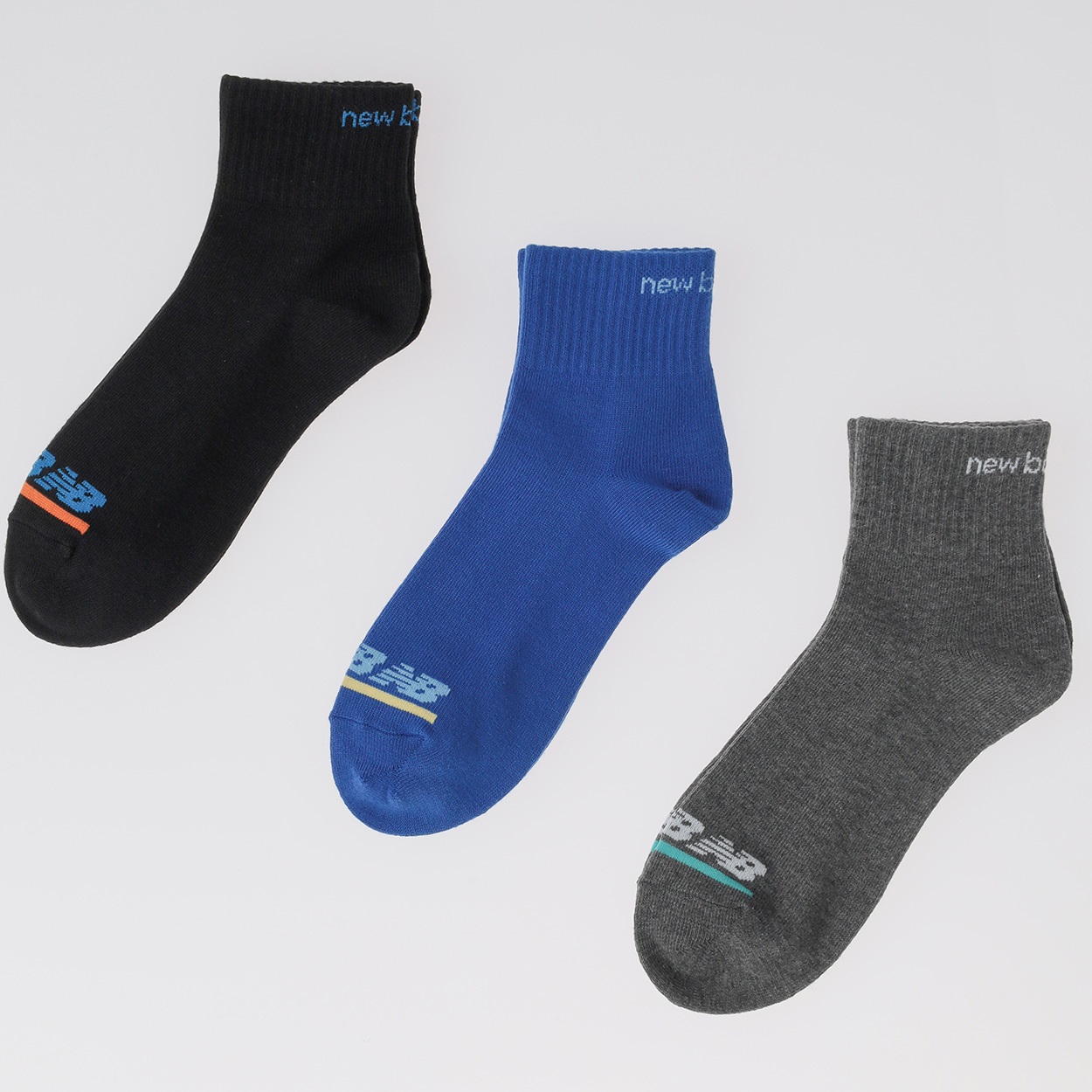 new balance(ニューバランス) つま先ロゴ ショート丈ソックス 3足組 メンズ(セットアソートB-26-28CM)