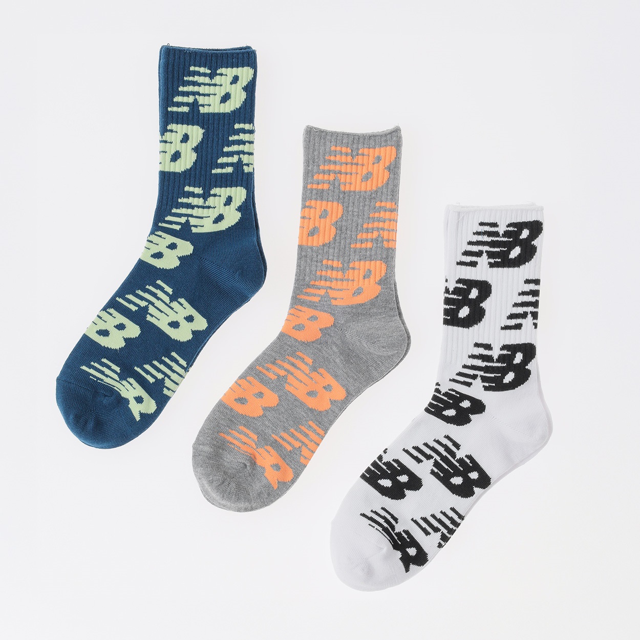 new balance(ニューバランス) 総ロゴ ハーフ丈ソックス 3足組 メンズ