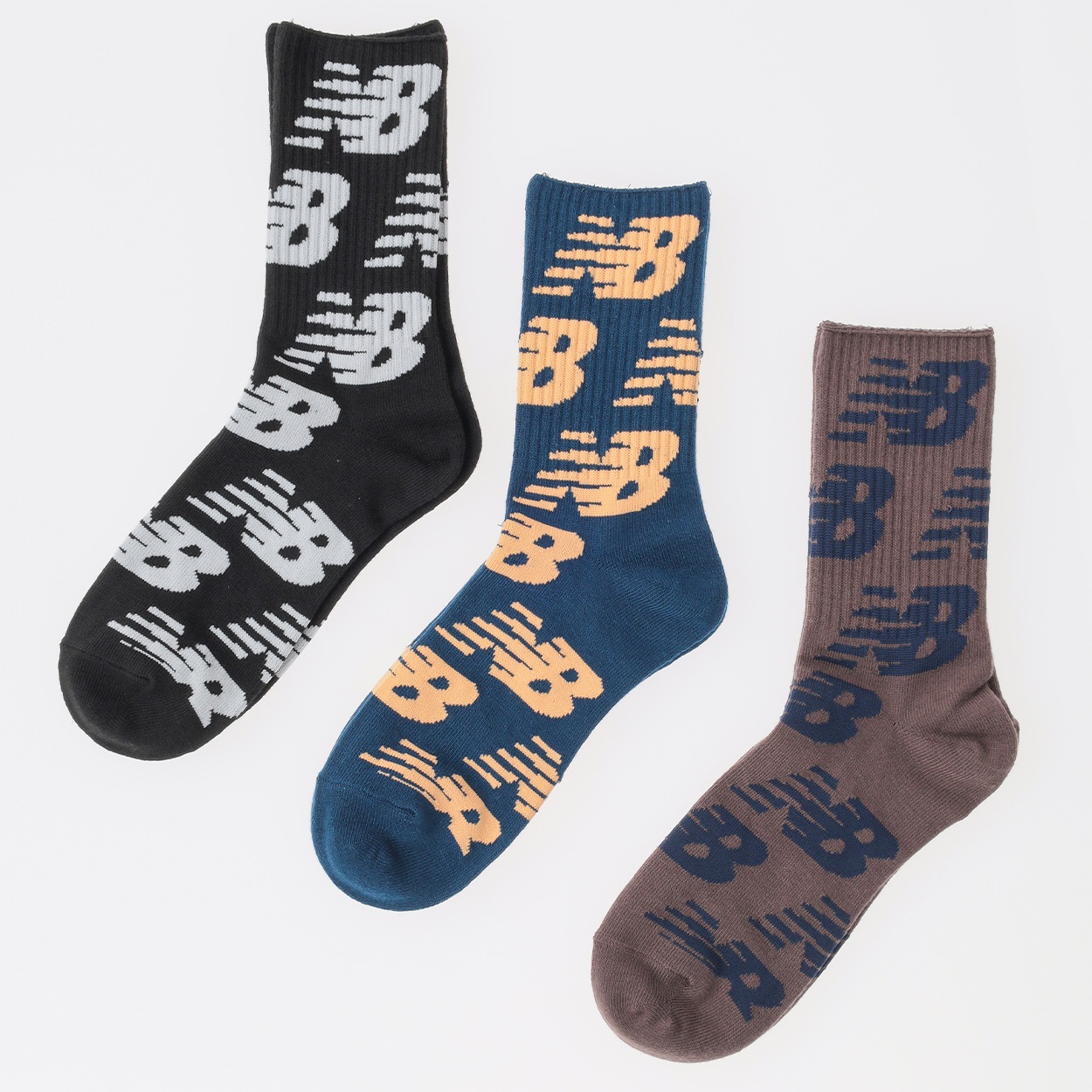 new balance(ニューバランス) 総ロゴ ハーフ丈ソックス 3足組 メンズ(セットアソートB-26-28CM)
