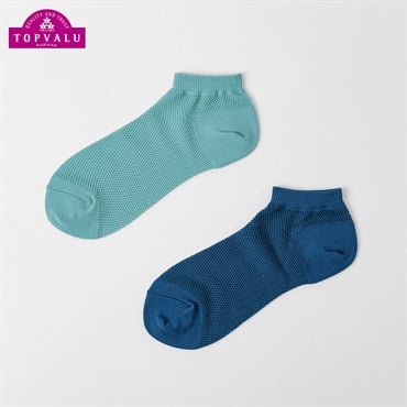 総メッシュ編みスニーカー丈ソックス 2足組 メンズ トップバリュ PEACE FIT(ピースフィット)