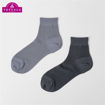 総メッシュ編みショート丈ソックス 2足組 メンズ トップバリュ PEACE FIT(ピースフィット)(ソノタ３-25-27CM)