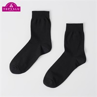 鹿の子無地ハーフ丈ソックス 2足組 メンズ トップバリュ PEACE FIT(ピースフィット)(クロ-25-27CM)