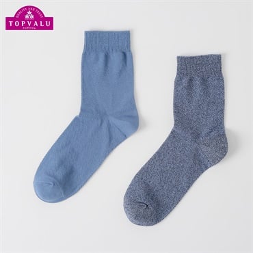 鹿の子無地ハーフ丈ソックス 2足組 メンズ トップバリュ PEACE FIT(ピースフィット)