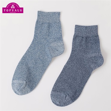 鹿の子無地ショート丈ソックス 2足組 メンズ トップバリュ PEACE FIT(ピースフィット)(ソノタ２-25-27CM)