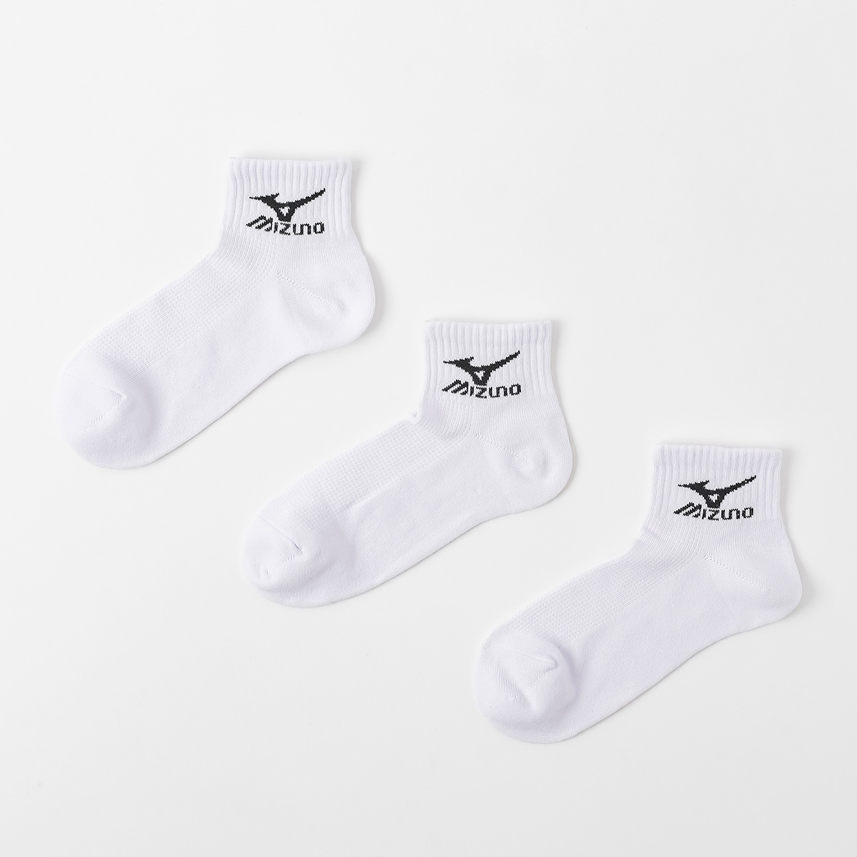 mizuno(ミズノ) 甲メッシュ10cm丈ソックス 3足組  メンズ(シロ-24-26CM)