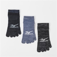 mizuno(ミズノ) 甲メッシュ７．５ｃｍ丈５本指ソックス３足組  メンズ(コミ-24-26CM)