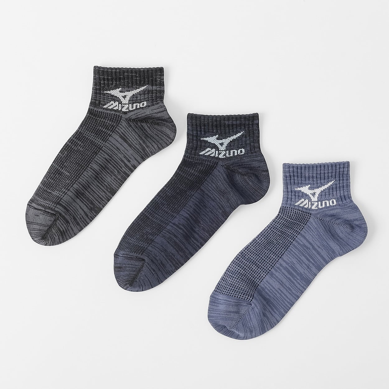 mizuno(ミズノ) 甲メッシュ１０ｃｍ丈ソックス３足組  メンズ(コミ-26-28CM)