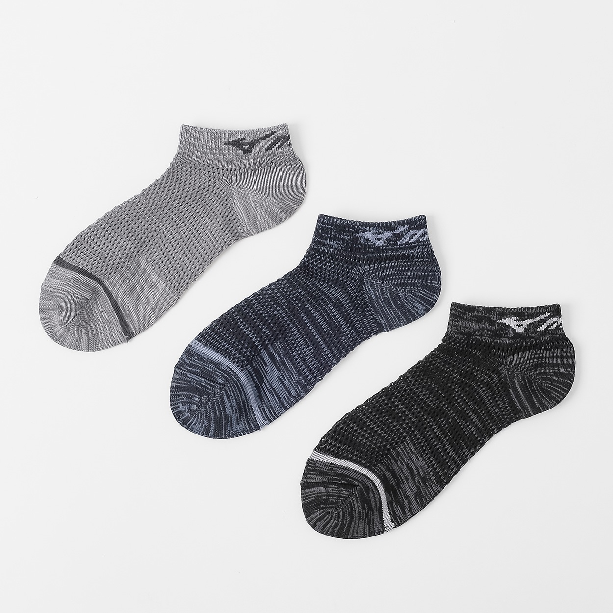 mizuno(ミズノ) オールメッシュ７．５ｃｍ丈ソックス３足組  メンズ(コミ-24-26CM)