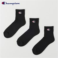 Champion(チャンピオン) 底パイル編みショート丈ソックス 3足組 メンズ(クロ-25-27CM)