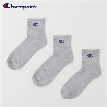 Champion(チャンピオン) 底パイル編みショート丈ソックス 3足組 メンズ(グレー-25-27CM)
