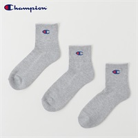 Champion(チャンピオン) 底パイル編みショート丈ソックス 3足組 メンズ(グレー-25-27CM)