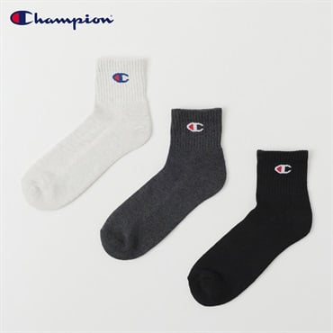 Champion(チャンピオン) 底パイル編みショート丈ソックス 3足組 メンズ(アソートセットB-25-27CM)