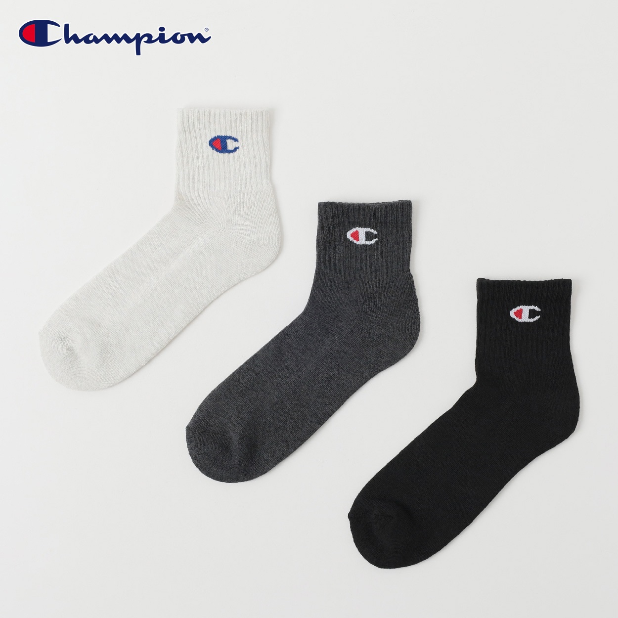 Champion(チャンピオン) 底パイル編みショート丈ソックス 3足組 メンズ(アソートセットB-27-29CM)