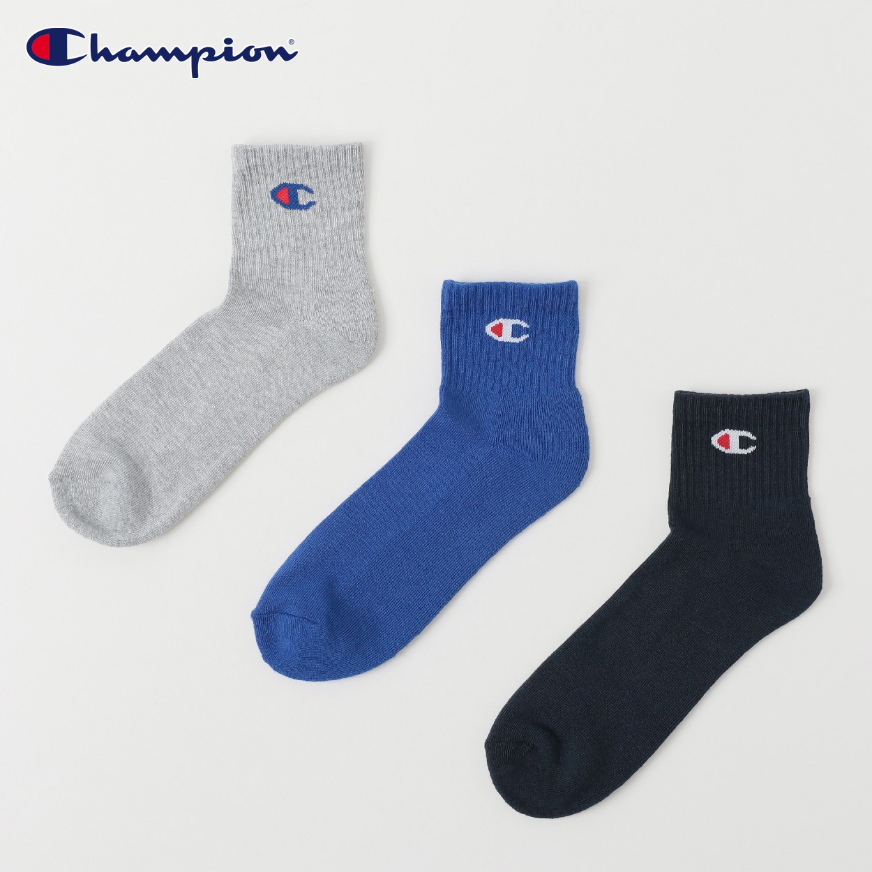 Champion(チャンピオン) 底パイル編みショート丈ソックス 3足組 メンズ(アソートセットC-25-27CM)