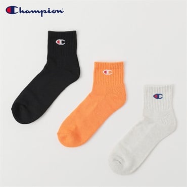 Champion(チャンピオン) 底パイル編みショート丈ソックス 3足組 メンズ(アソートセットD-25-27CM)