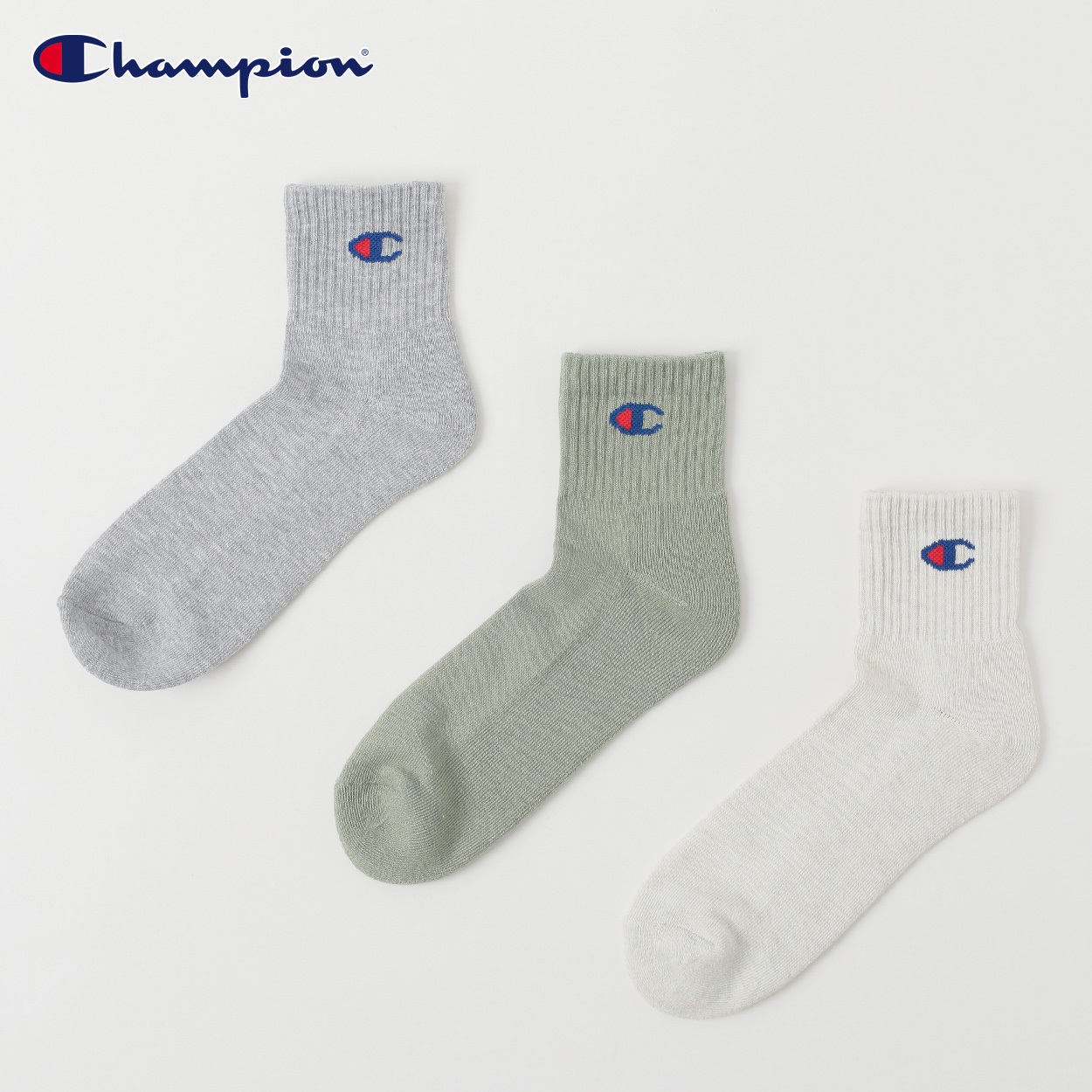 Champion(チャンピオン) 底パイル編みショート丈ソックス 3足組 メンズ(アソートセットE-25-27CM)