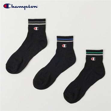 Champion(チャンピオン) ラインショート丈ソックス 3足組 メンズ