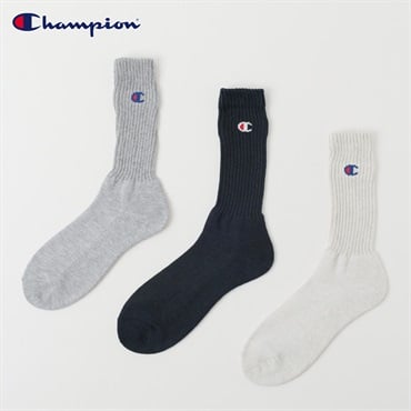 Champion(チャンピオン) リブ編みクルー丈ソックス 3足組 メンズ