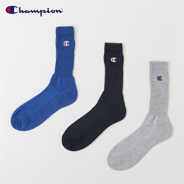 Champion(チャンピオン) リブ編みクルー丈ソックス 3足組 メンズ(アソートセットC-25-27CM)