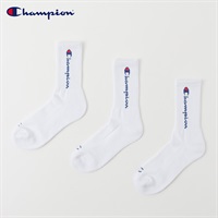 Champion(チャンピオン) 底パイル編みクルー丈ソックス 3足組 メンズ(シロ-25-27CM)