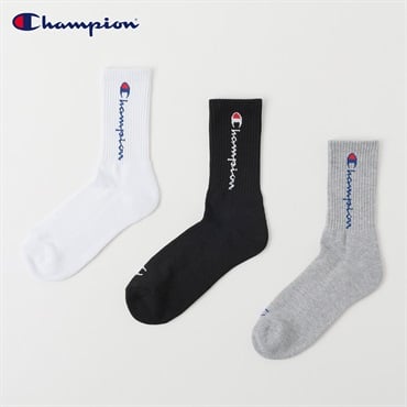 Champion(チャンピオン) 底パイル編みクルー丈ソックス 3足組 メンズ(セットアソートA-25-27CM)