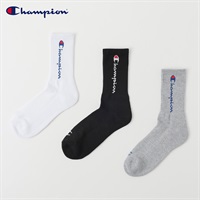 Champion(チャンピオン) 底パイル編みクルー丈ソックス 3足組 メンズ(セットアソートA-25-27CM)