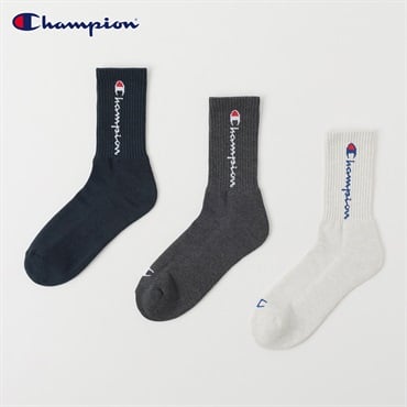 Champion(チャンピオン) 底パイル編みクルー丈ソックス 3足組 メンズ(セットアソートB-25-27CM)