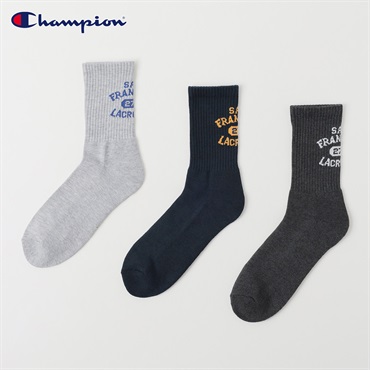 Champion(チャンピオン) バックロゴクルー丈ソックス 3足組 メンズ(セットアソートB-25-27CM)