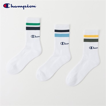 Champion(チャンピオン) ラインクルー丈ソックス 3足組 メンズ