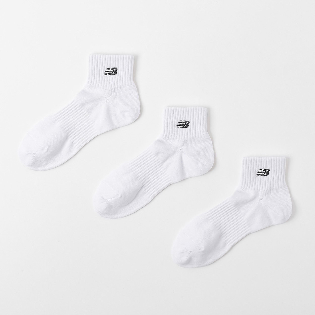 new balance(ニューバランス) ロゴショート丈ソックス 3足組 メンズ(シロ-24-26CM)