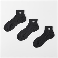 new balance(ニューバランス) ロゴショート丈ソックス 3足組 メンズ(クロ-24-26CM)