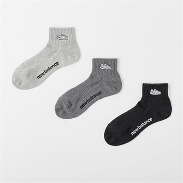new balance(ニューバランス) 靴刺繍ショート丈ソックス 3足組 メンズ(セットカラー-24-26CM)