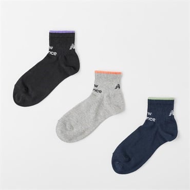 new balance(ニューバランス) ライン柄ショート丈ソックス 3足組 メンズ(セットカラー-24-26CM)