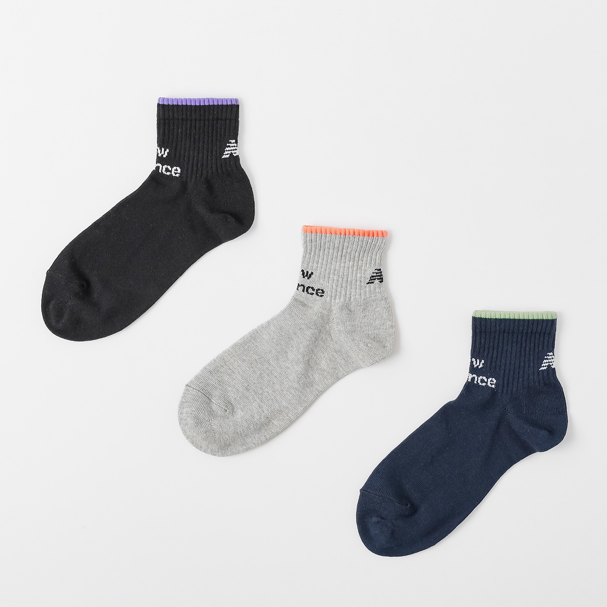 new balance(ニューバランス) ライン柄ショート丈ソックス 3足組 メンズ(セットカラー-26-28CM)