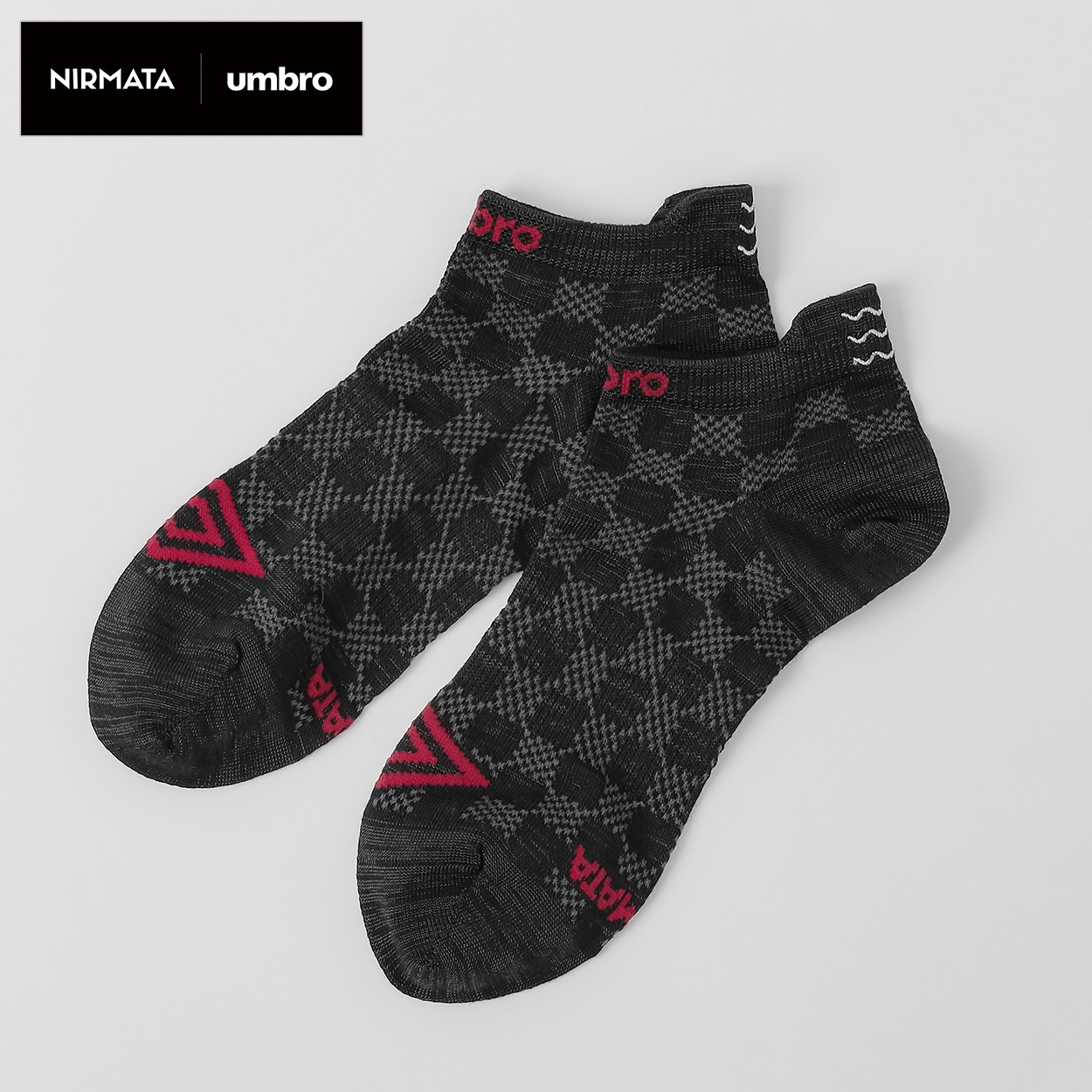 NIRMATA×umbroコラボソックス チェッカースニーカー丈 メンズ(ブラック-25-27CM)