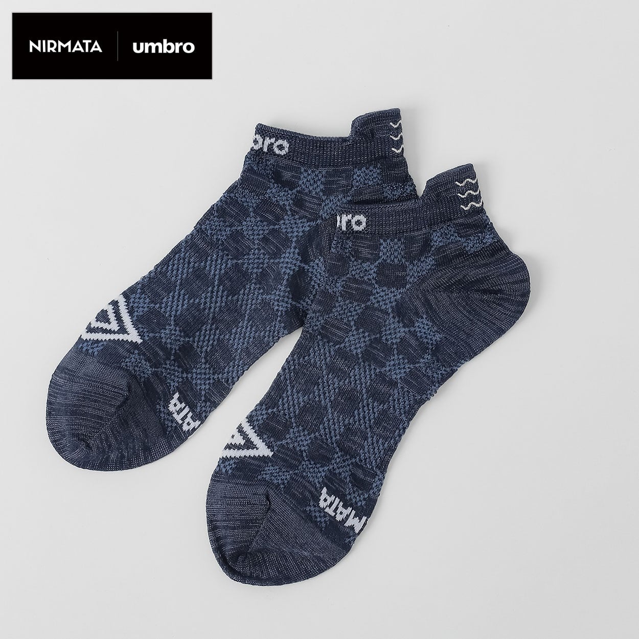 NIRMATA×umbroコラボソックス チェッカースニーカー丈 メンズ(ネイビー-25-27CM)