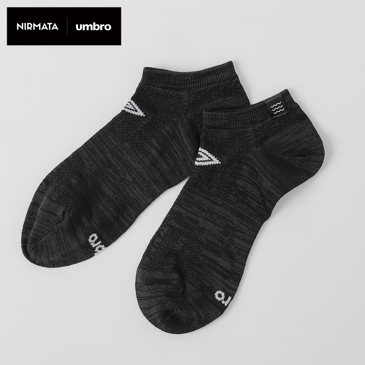 NIRMATA×umbroコラボソックス ストライプスニーカー丈 メンズ(ブラック-25-27CM)