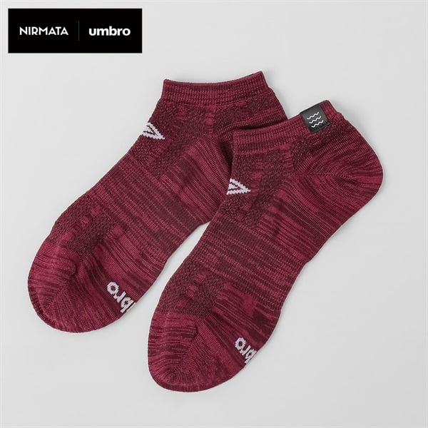NIRMATA×umbroコラボソックス ストライプスニーカー丈 メンズ(ワイン-25-27CM)