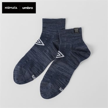 NIRMATA×umbroコラボソックス ストライプショート丈 メンズ(ネイビー-25-27CM)