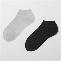 ひんやりサラ夏 足底メッシュスニーカー丈ソックス2足組 メンズ(モノトーン-25-27CM)