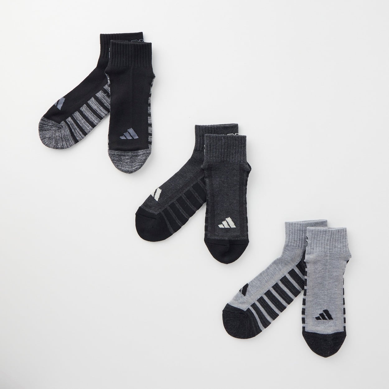 adidas(アディダス) 足底凸凹パイルショート丈ソックス3足組 メンズ(モノトーン-24-26CM)